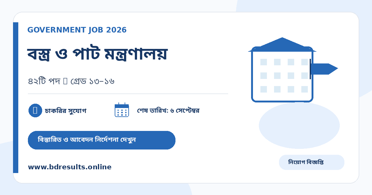 Textile & Jute Ministry Job Circular 2026 — 42 Posts (Grade 13–16)
